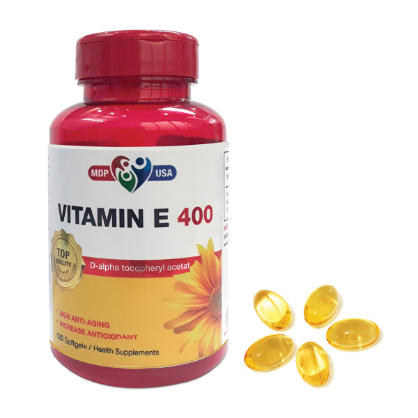 Thực phẩm chức năng Vitamin E 400 MDP - Chống lão hóa, tốt cho da, mắt, tóc  chắc khỏe - Lọ 120 viên nang mềm | Tiki