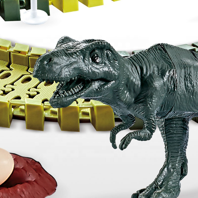 Bộ đồ chơi  lắp ghép đường ray ô tô KAVY kèm khủng long và nhiều chi tiết khác nhau