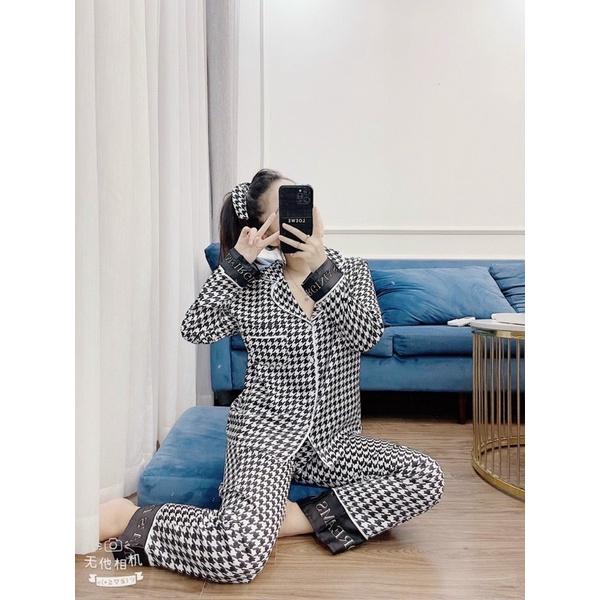 SET NGỦ LỤA ZICZAC KÈM CHUN - HÀNG CAO CẤP