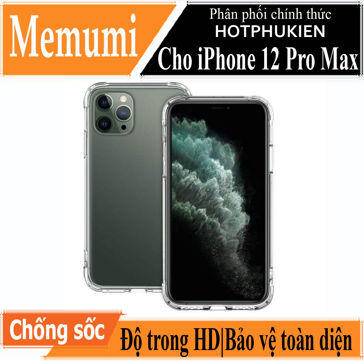 Ốp lưng cho iPhone 12 Pro Max chống sốc siêu mỏng 1mm Hiệu Memumi Glitter Độ trong tuyệt đối, chống trầy xước, chống ố vàng, tản nhiệt tốt - hàng nhập khẩu
