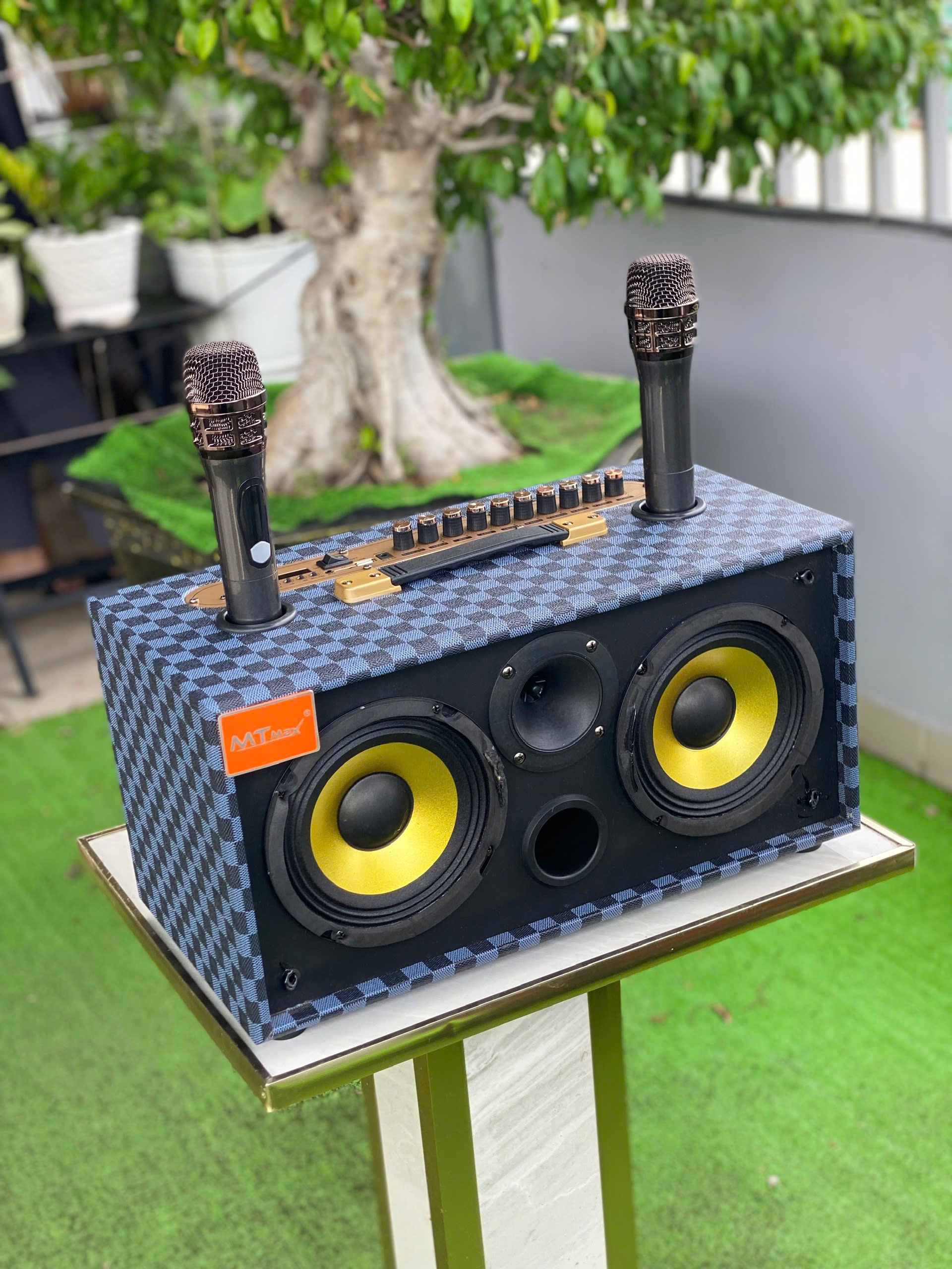 Loa xách tay karaoke nghe nhạc du lịch B62 Pro Bass đôi 16 công suất 300w kèm 2 micro không dây cao cấp giá rẻ hàng nhập khẩu