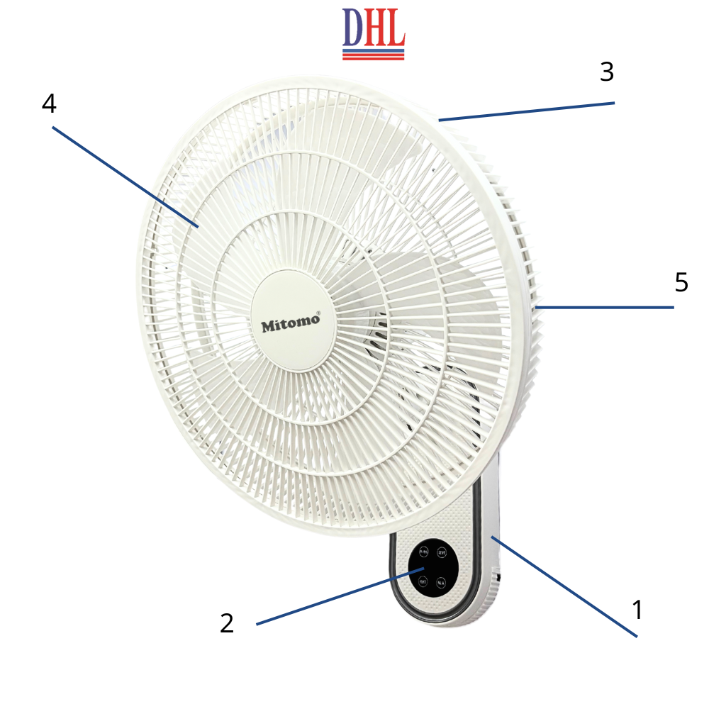 Quạt treo tường FTT-60AEC-D39W có remote, công suất 60W, hẹn giờ thông minh lên đến 12 tiếng - hàng chính hãng Bảo hành 2 năm