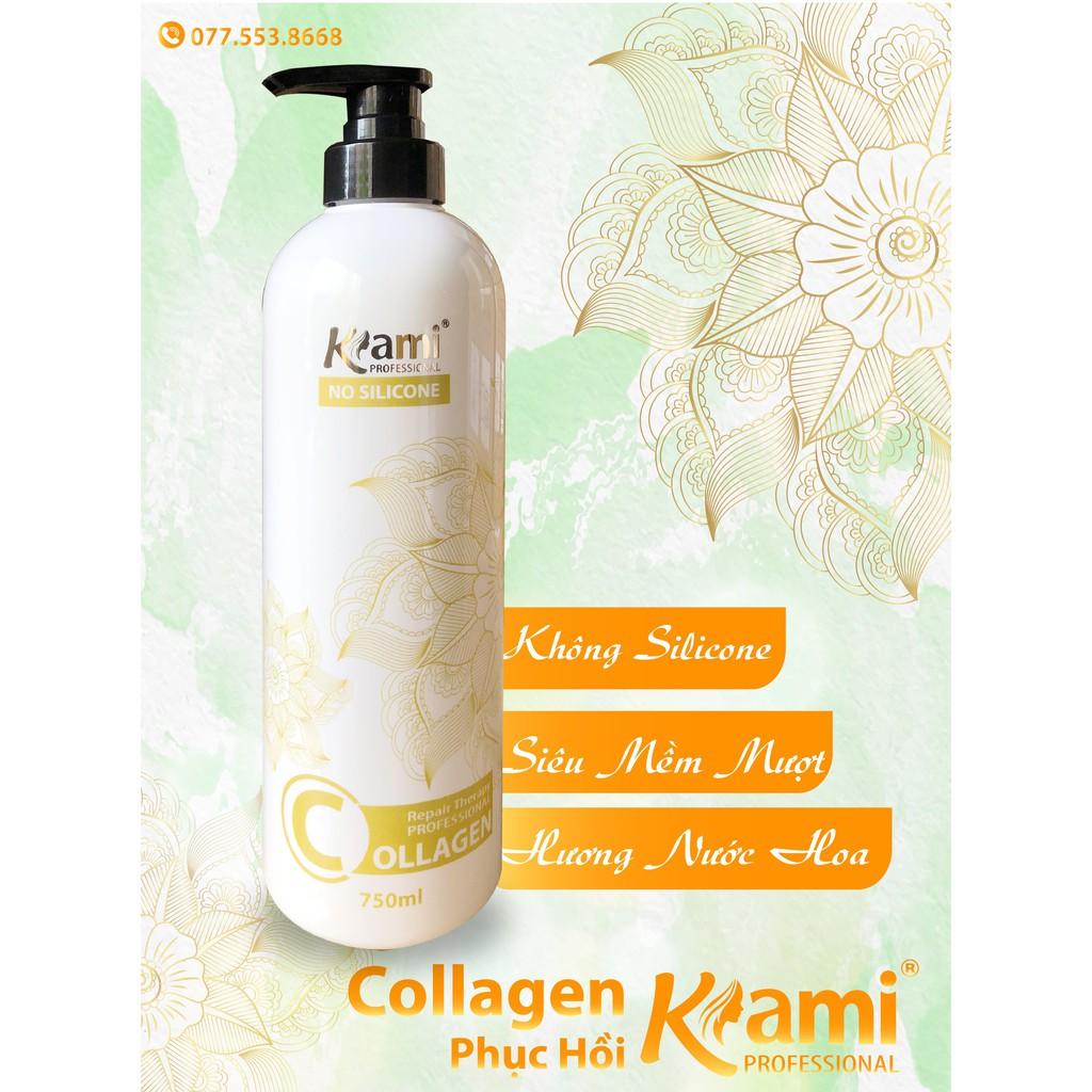 Dầu hấp tóc collagen KAMI phục hồi tóc hư tổn,siêu mềm mượt hương nước hoa 800ml