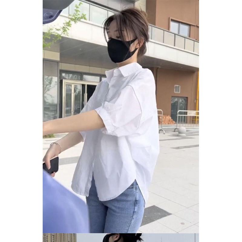 Chen.room Áo sơ mi sọc xanh Shyn shirt tay phồng vạt bầu form dáng hàn quốc, áo xinh nhà Chen