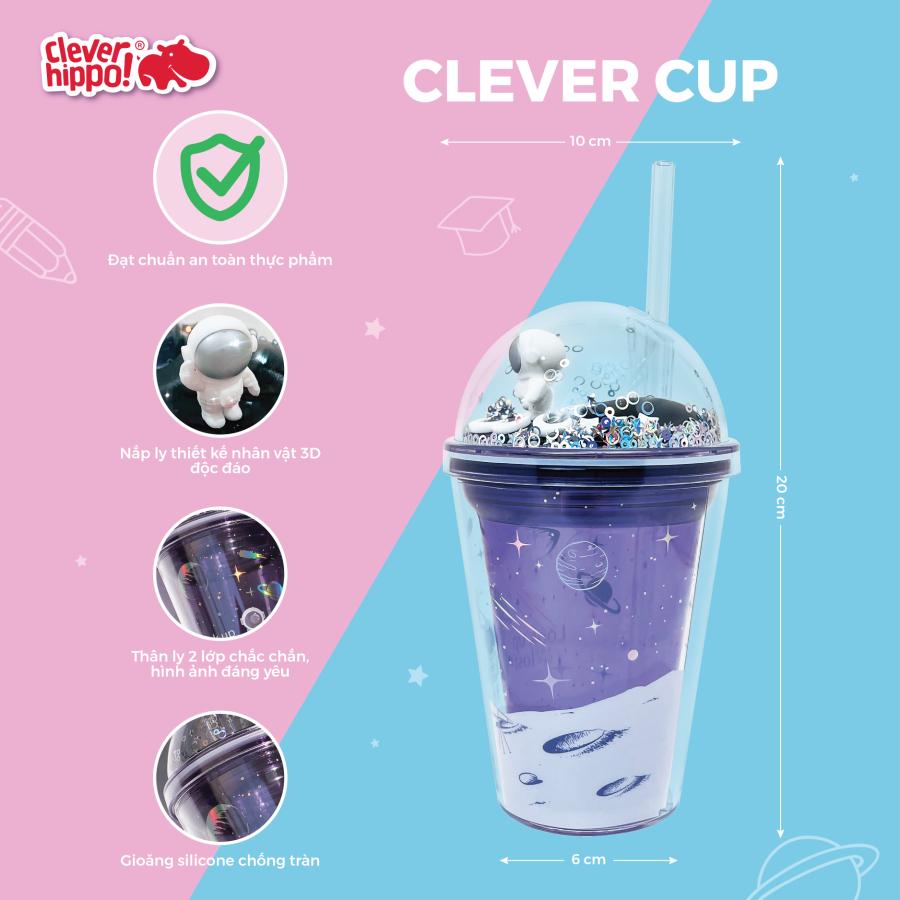 Ly Nhựa Clever Cup Astronaut Galaxy Tím CLEVERHIPPO PCUP05/PURPLE