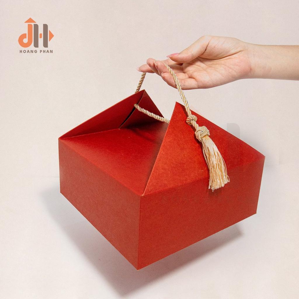 Hộp Quà Giấy Cói Origami Có Dây Thắt Tua Rua