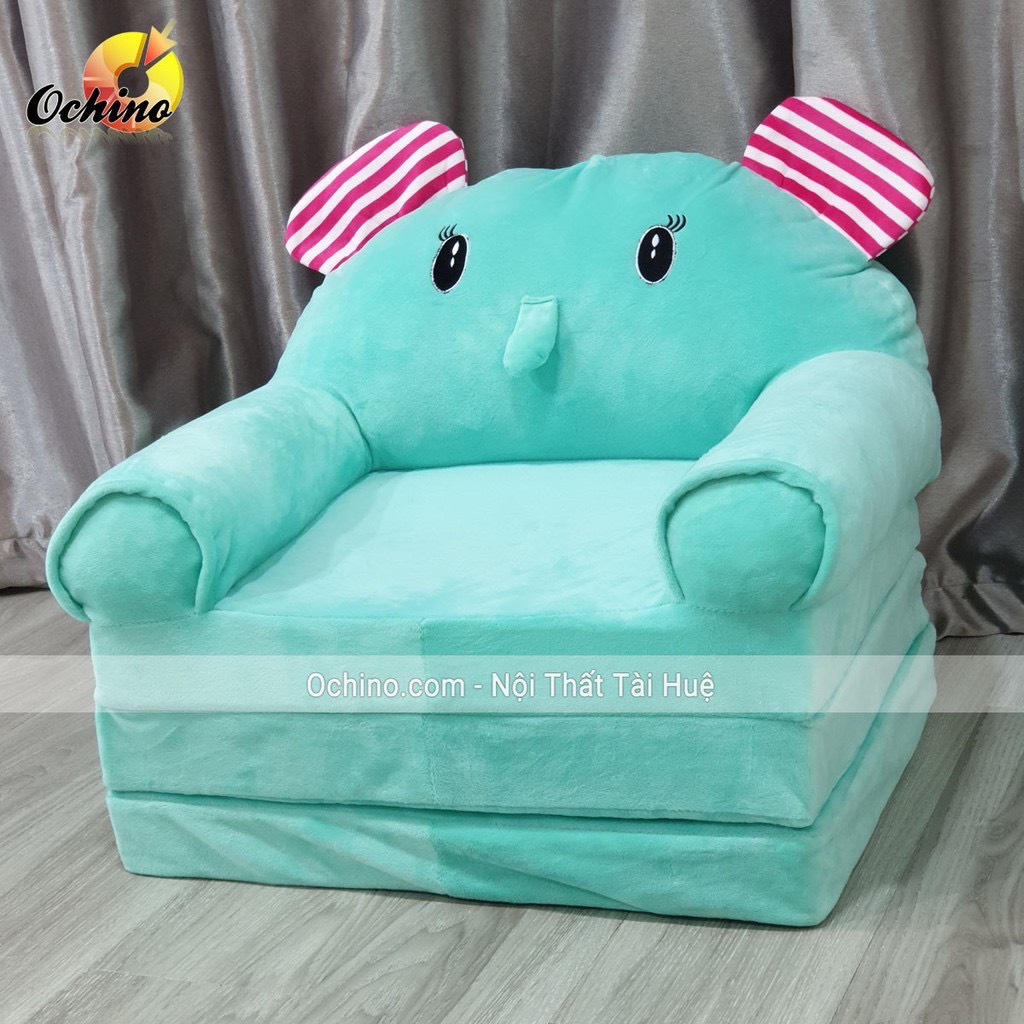 Giường + Ghế Sofa 3 Tầng Ngộ Nghĩnh Cho Bé - Voi Con Xanh