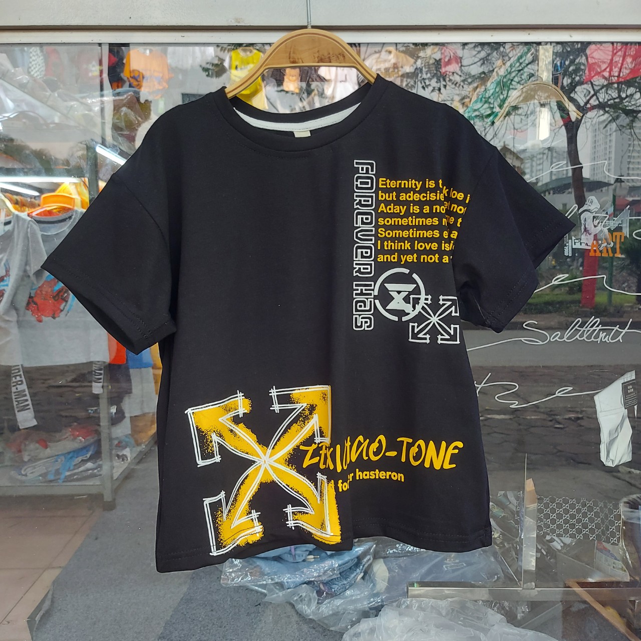 Áo cộc tay bé trai size đại 4-10 tuổi in chữ FORE, Áo hè cho bé cao cấp vải cotton kiểu dáng thời trang