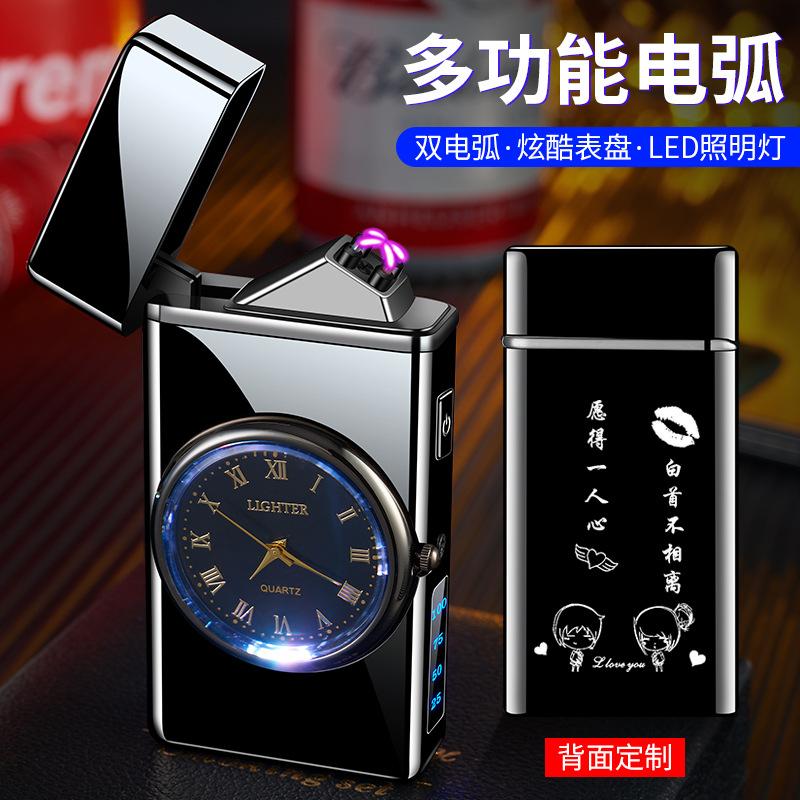 Đồng hồ thật đầy màu sắc phong cách mới nhất với đèn pin bật lửa sạc thông minh USB chống gió bằng kim loại