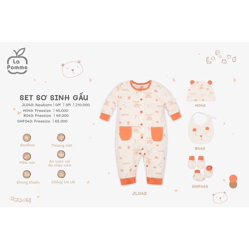 body liền quần tay dài La Pomme Gấu Nhỏ trắng cam cho Bé sơ sinh