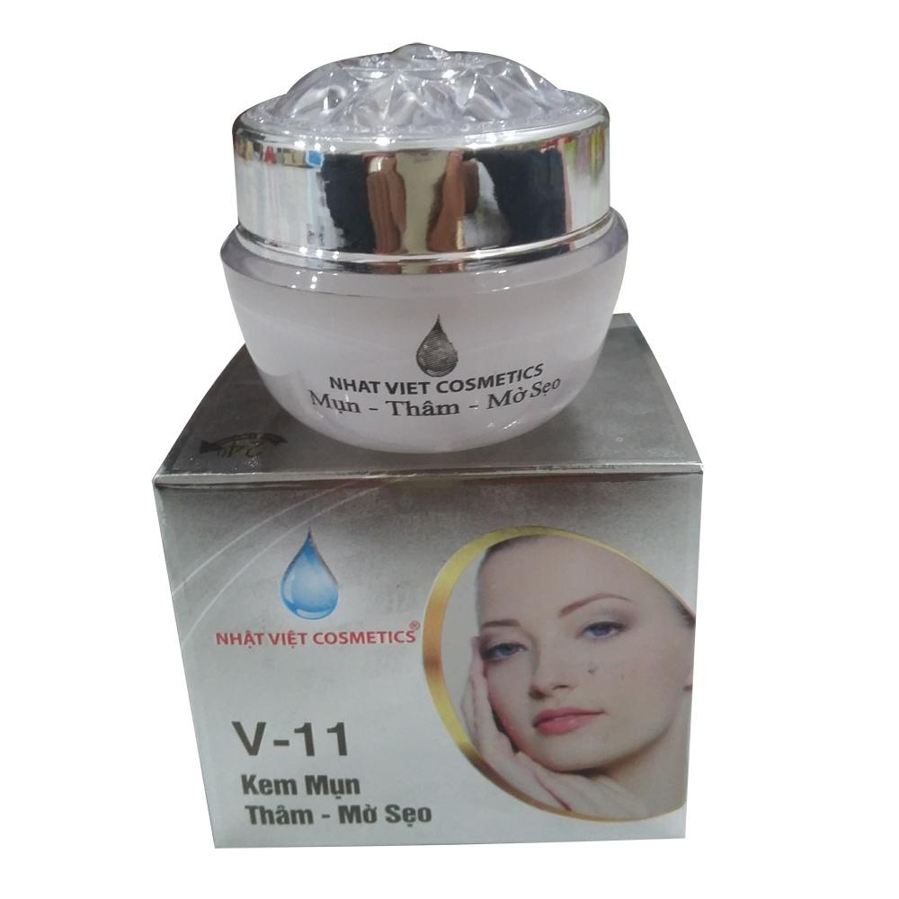 KEM MỤN THÂM MỜ SẸO NGỌC TRAI ĐEN SỮA ONG CHÚA V11 NHẬT VIỆT COSMETICS 10G- 16G