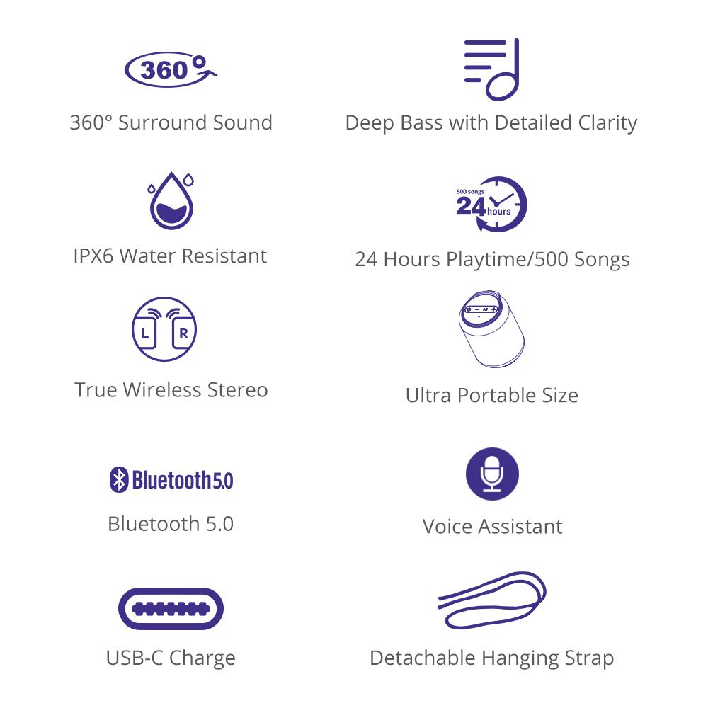 Tronsmart T6 Loa Mini Loa Bluetooth Không Dây Với Âm Thanh Vòm 360 Độ, Thời Gian Chơi 24H, Chống Thấm Nước IPX6 Color: Red