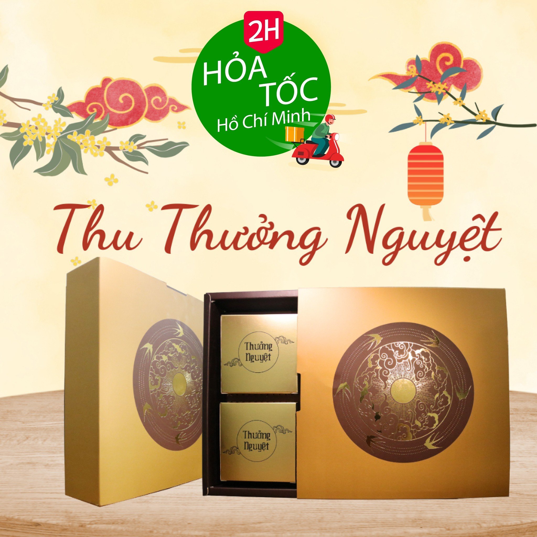 Set Bán trung thu Thưởng Nguyệt - nonglamfood - 4 Bánh/ 1 Hộp