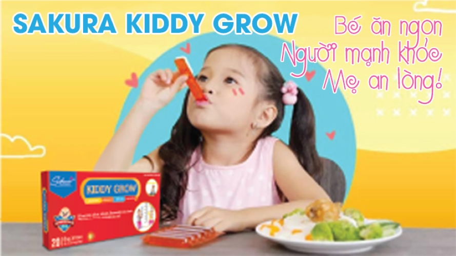 (hộp 20 ống) Siro Sakura Kiddy Grow bồi bổ cơ thể, tăng cường hấp thụ, giúp trẻ ăn ngon (giao màu ngẫu nhiên)