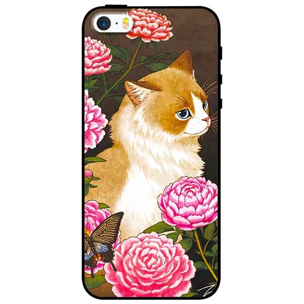 Ốp lưng in cho Iphone 5/5s/5se Mẫu Mèo Và Hoa