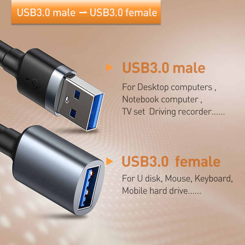 Cáp sạc nối dài cổng USB3.0 Baseus Cafule Cable ( USB3.0 Male TO USB Female 2A 1m ) - Hàng Chính Hãng