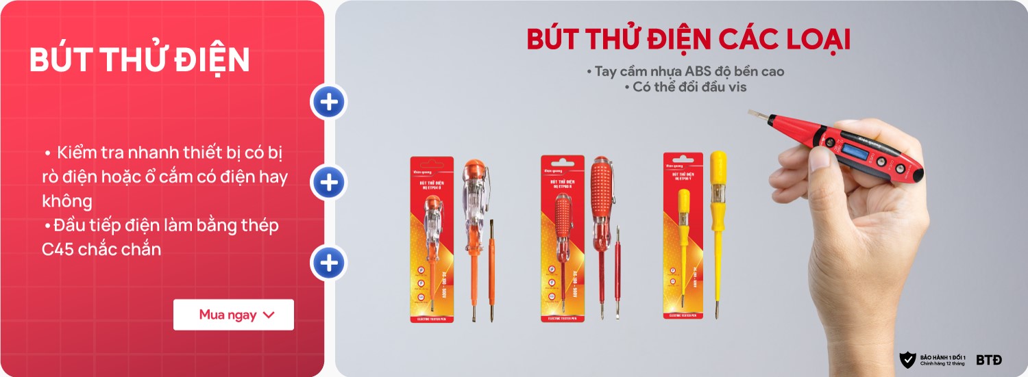 Bút thử điện Điện Quang ĐQ ETP03 R (2 đầu vít, 160 mm, màu đỏ)