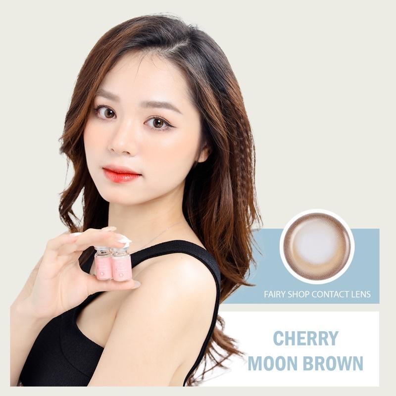 Kính Áp tròng Cherry Moon Brown 14.0mm - Lens Phủ Bóng Glowy FAIRY SHOP CONTACT LENS - Lens Trăng Khuyết