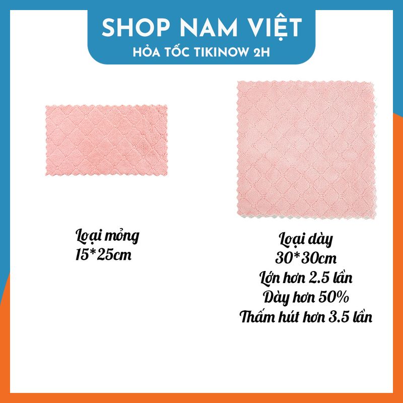 Combo Khăn Đa Năng Nhà Bếp Navivu Loại Dày Cỡ 30x30cm, Vải San Hô Siêu Thấm Hút