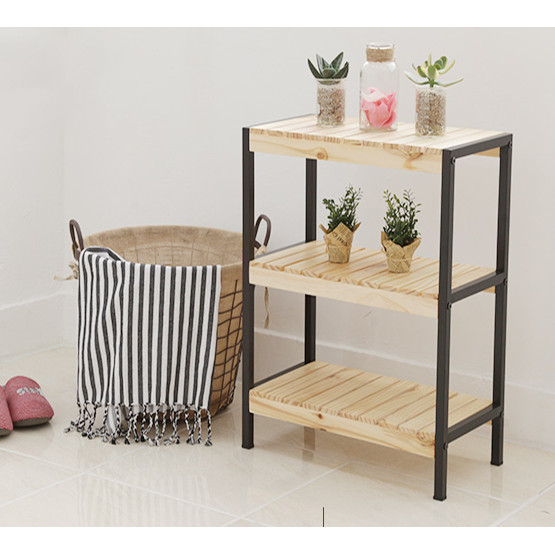 KỆ ĐỰNG GIÀY GỖ KHUNG SẮT TẦNG HÀN QUỐC MÀU GỖ TỰ NHIÊN - IRON BENCH 3F BLACK NATURAL SIZE 500