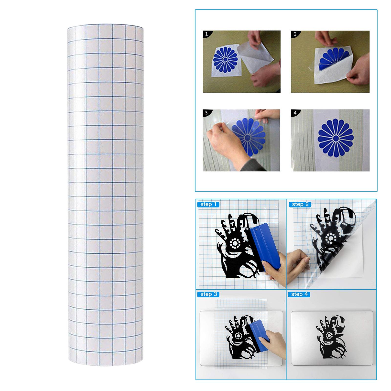 Vinyl Transfer Tape Roll (12” x 3.28 Feet) - Clear Vinyl Transfer Paper for Silhouette, Cameo, Crafts (w/ Blue Alignment Grid)