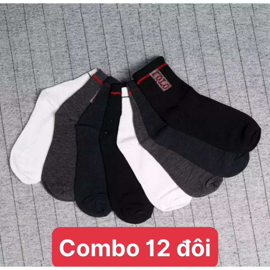 Combo 12 đôi vớ nam giá rẻ siêu đẹp siêu dày chất cotton co giãn thoáng mát , ảnh thật