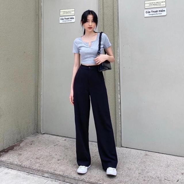 Quần ống rộng culottes suông dài 100cm