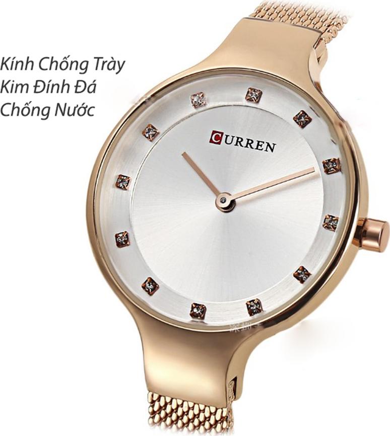 Đồng Hồ Nữ CURREN 9008 Thép Không Gỉ - Đẳng cấp và Sang Trọng Màu Vàng