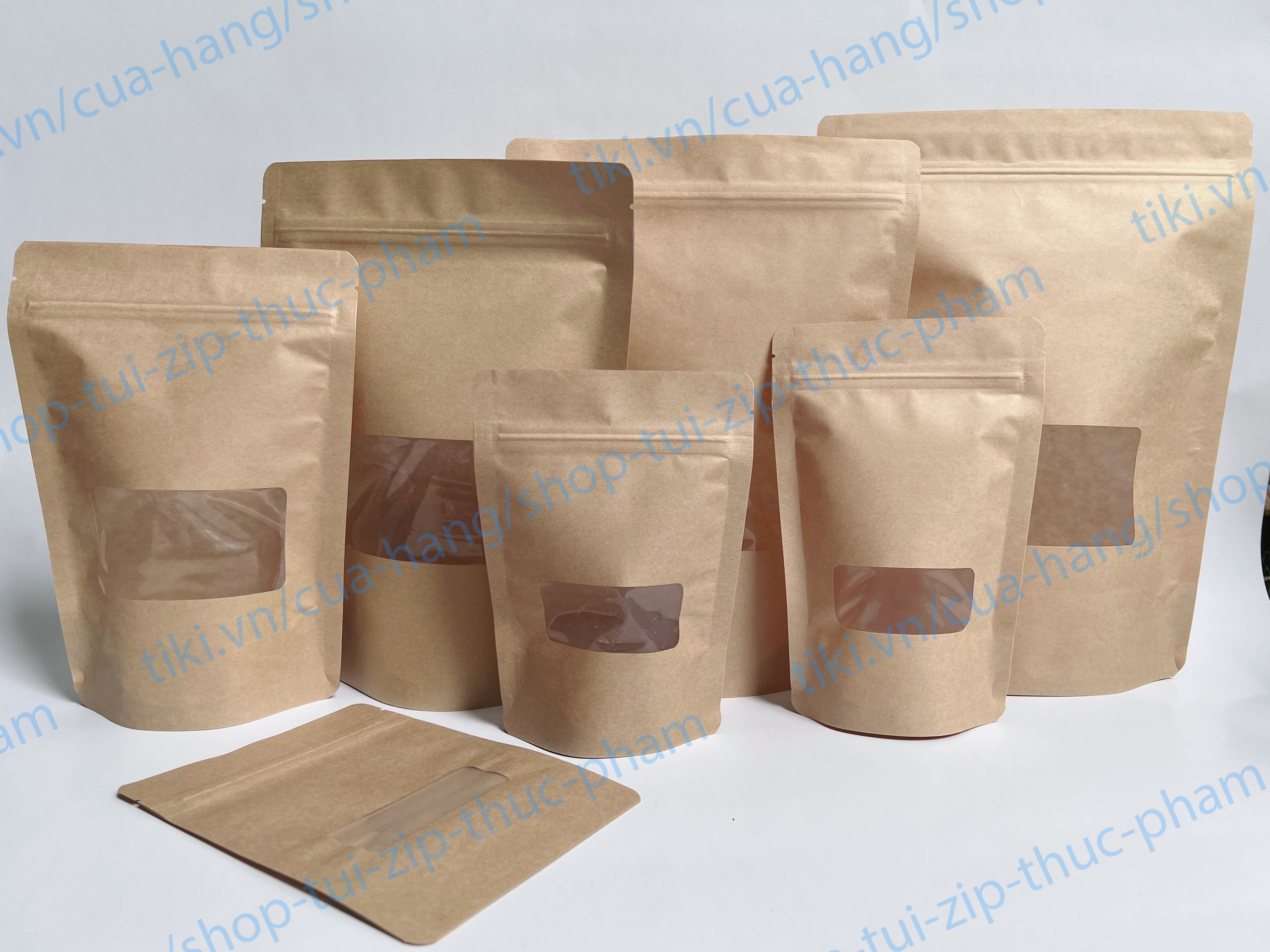 1KG Túi giấy cửa sổ đáy đứng - túi giấy đựng thực phẩm (zip, zipper, ziplock) - Túi zip đựng bánh kẹo - size