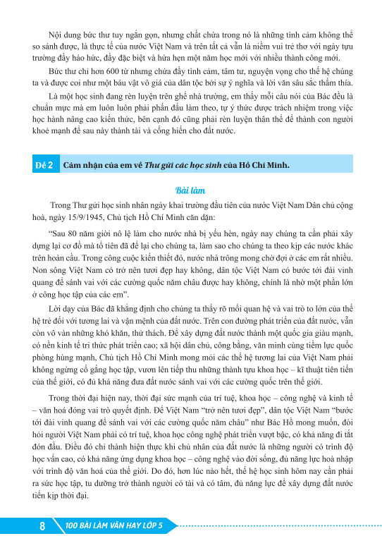 Sách - 100 Bài Làm Văn Hay Lớp 5 - Biên soạn theo chương trình SGK mới - ndbooks