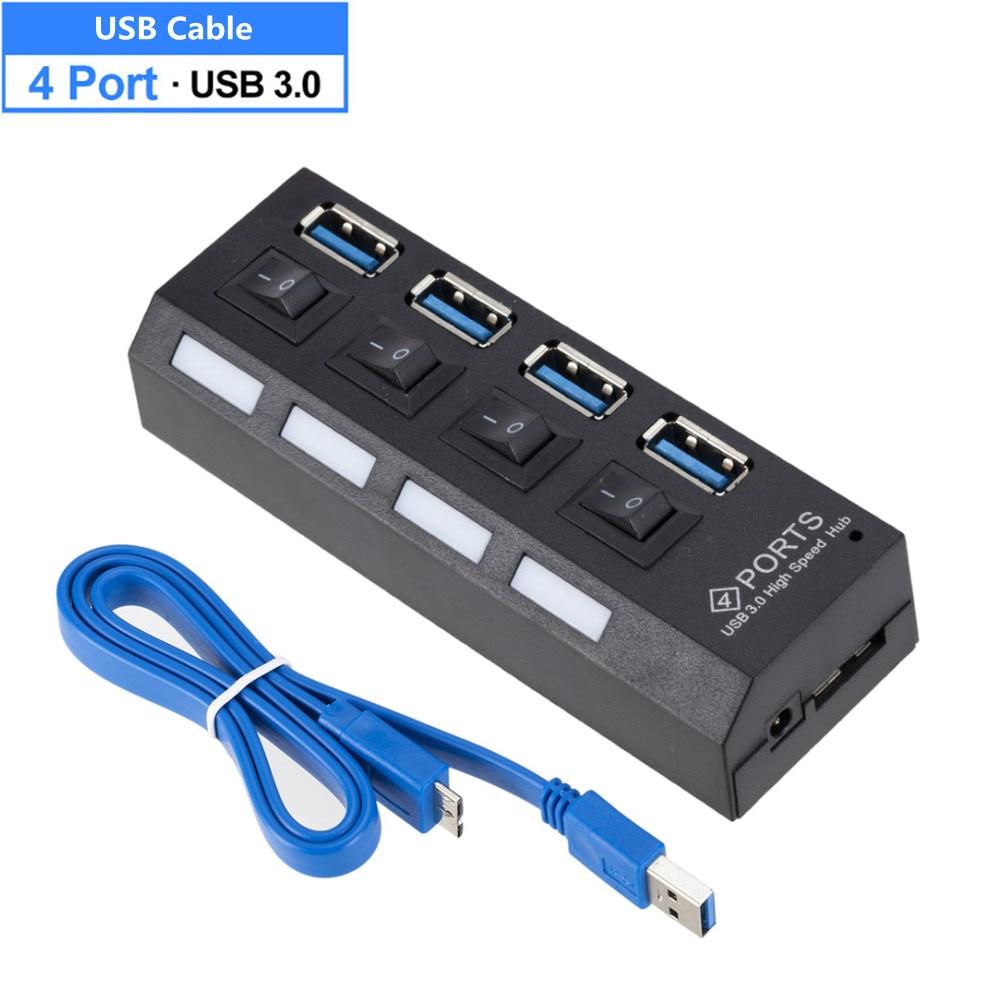 USB HUB 3.0 Multi USB Splitter 4/7 port USB Hab With Switch Power Adapter Mini Hub Splitter PC Laptop Cable Connector