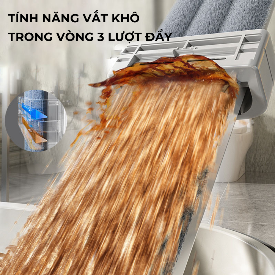 Cây lau nhà tự vắt phun sương xoay 360 độ lau sạch khô nhanh tiện lợi - Huy Tưởng