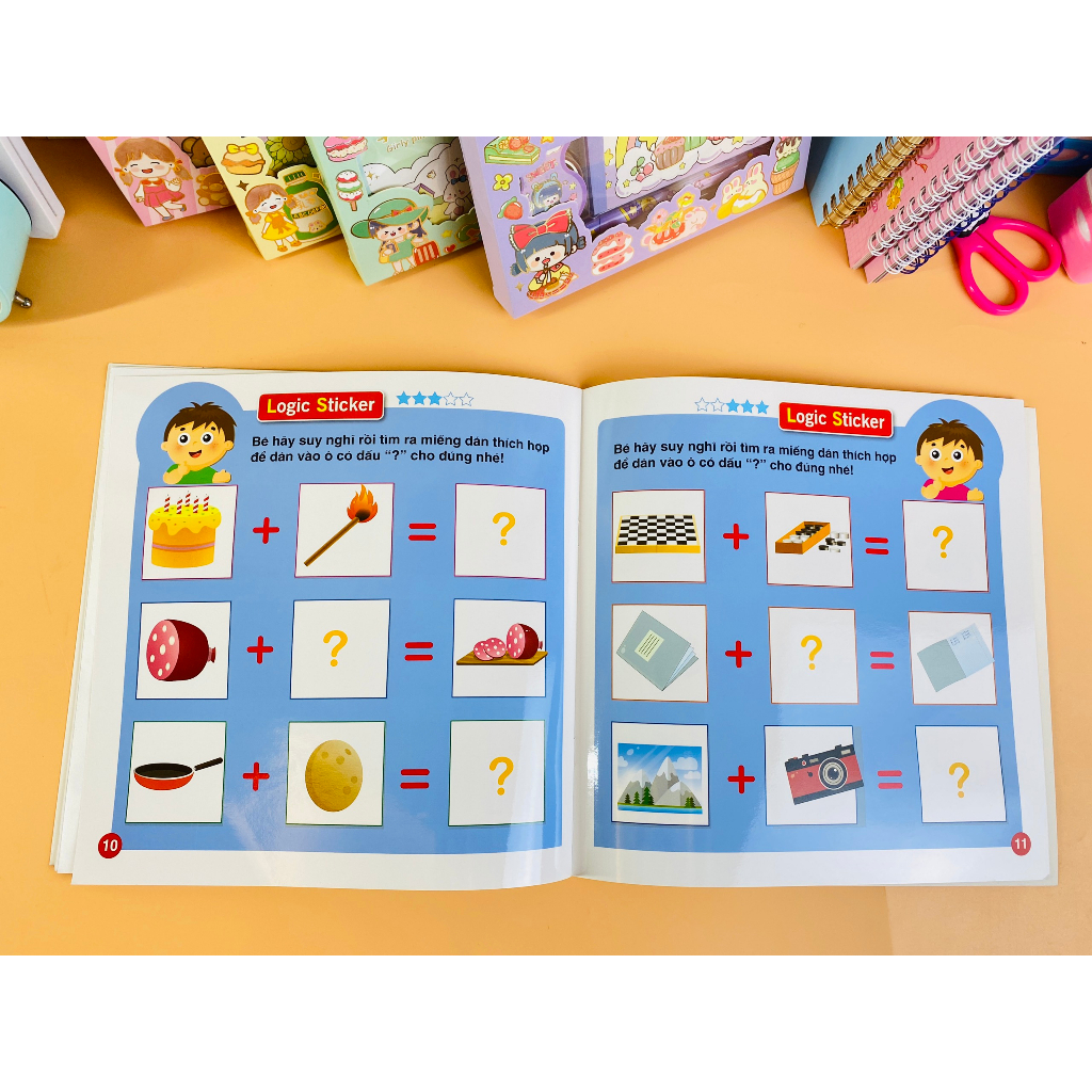 Combo 4 cuốn Logic Sticker for Kids dán hình phát triển tư duy cho bé