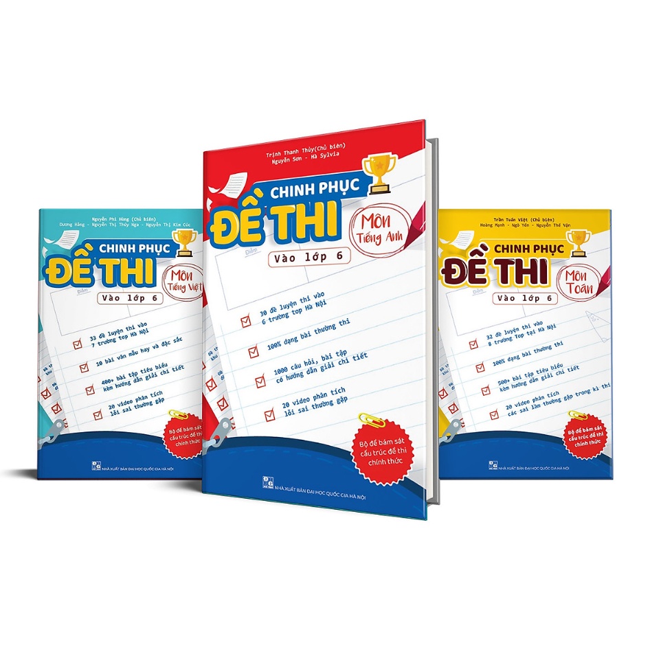 Sách - Combo chinh phục đề thi vào lớp 6 - Bộ 3 môn Toán, Tiếng Việt, Tiếng Anh