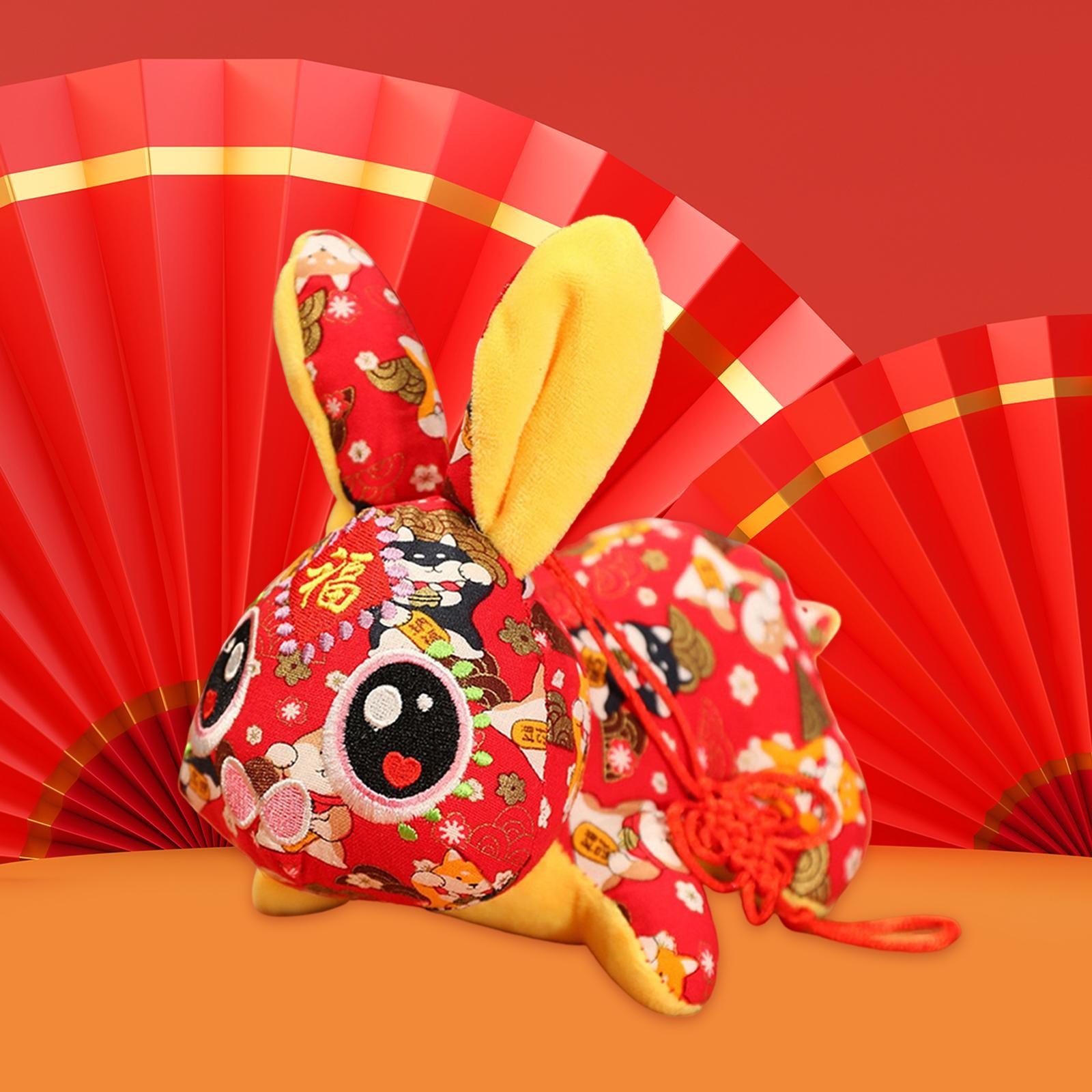 2x Cute Chinese New Year Rabbit Plush Toy Bunny Doll Holiday Stuffed Animal