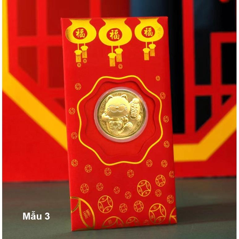 Bao lì xì đồng xu vàng hình Con Mèo Đài Loan Tết 2023 - Mẫu 3