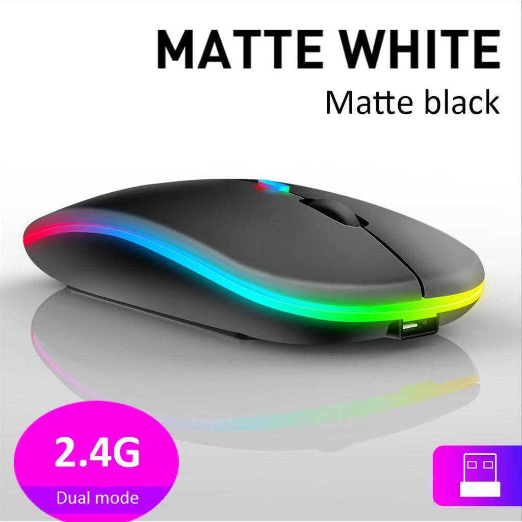 Chuột Bluetooth Không Dây Usb Sạc Rgb Cho Laptop Macbook Chơi Game Game Thủ 2.4Ghz 1600Dpi