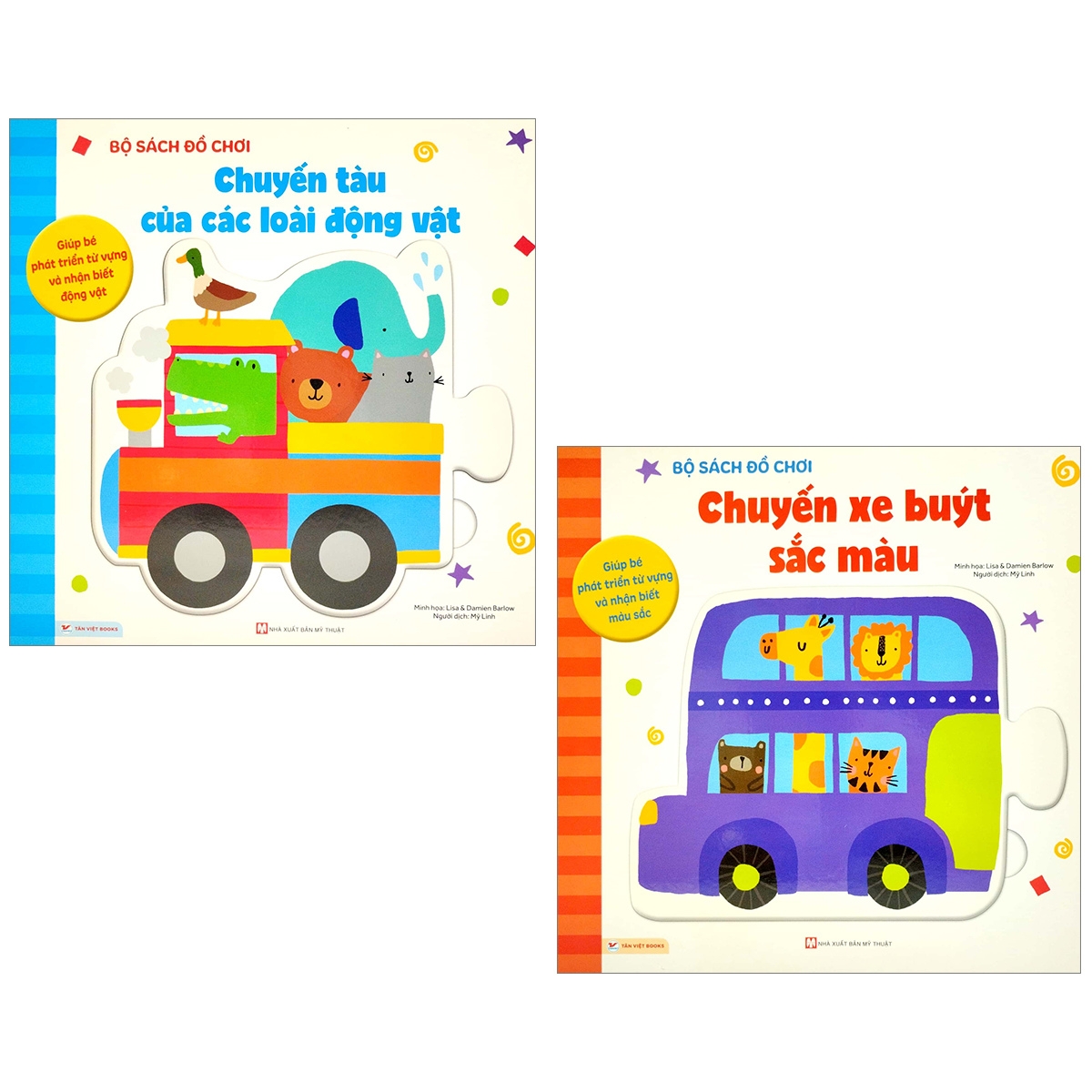 COMBO BỘ SÁCH ĐỒ CHƠI - CHUYẾN TÀU CỦA CÁC LOÀI ĐỘNG VẬT + CHUYẾN XE BUÝT SẮC MÀU