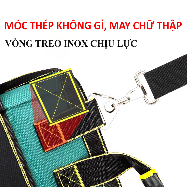 Túi đựng dụng cụ đồ nghề điện nước loại to, chống nước, chống thấm, chịu va đập mạnh và vật nhọn