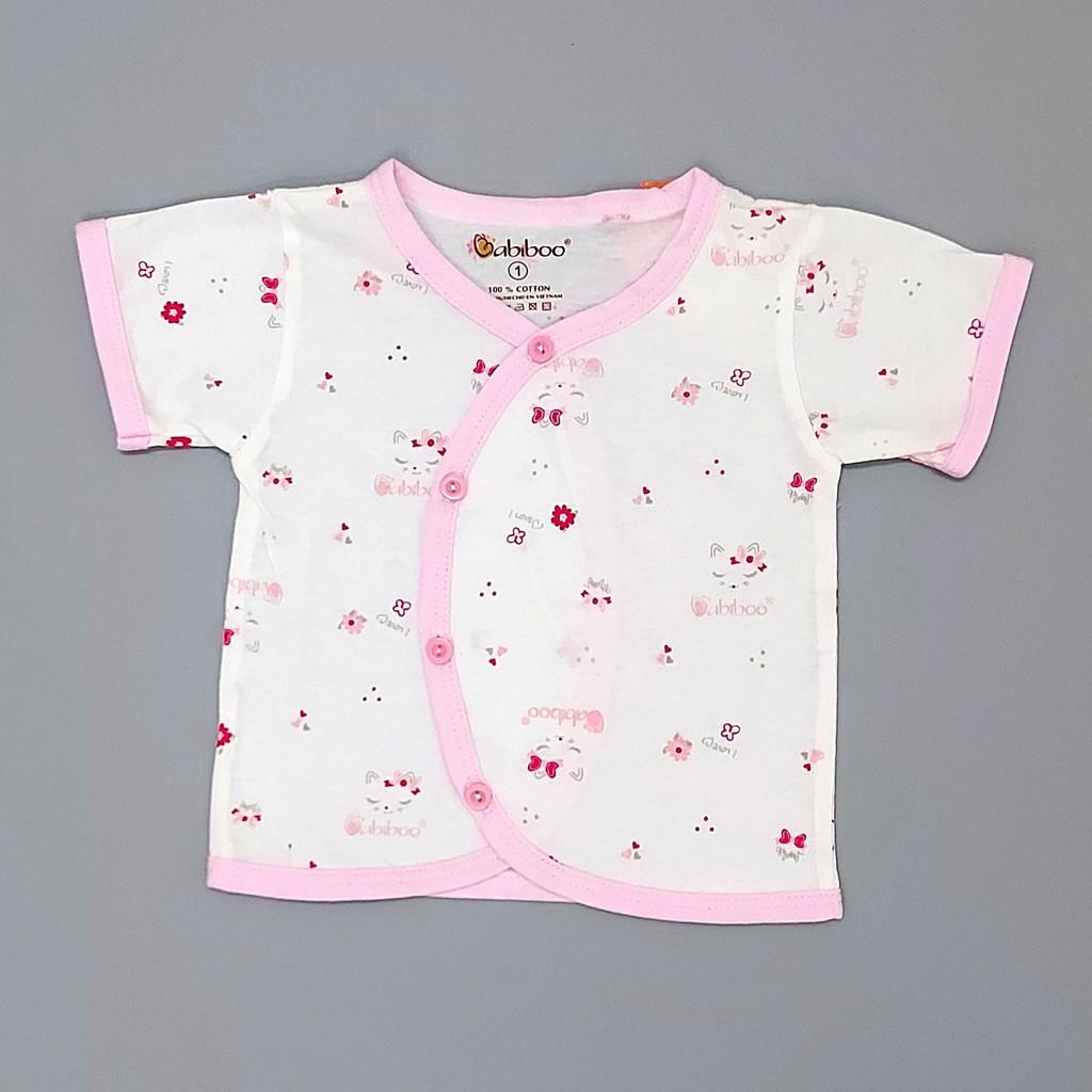Áo sơ sinh tay ngắn hoạ tiết cài thẳng cho bé