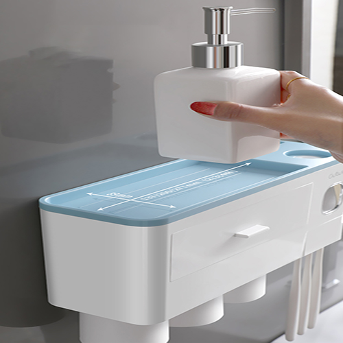 KỆ ĐỂ KEM ĐÁNH RĂNG VÀ BÀN CHẢI THÔNG MINH 4 CỐC CÓ NHẢ KEM ĐÁNH RĂNG TỰ ĐỘNG KÈM CỐC HÚT TỪ TÍNH
