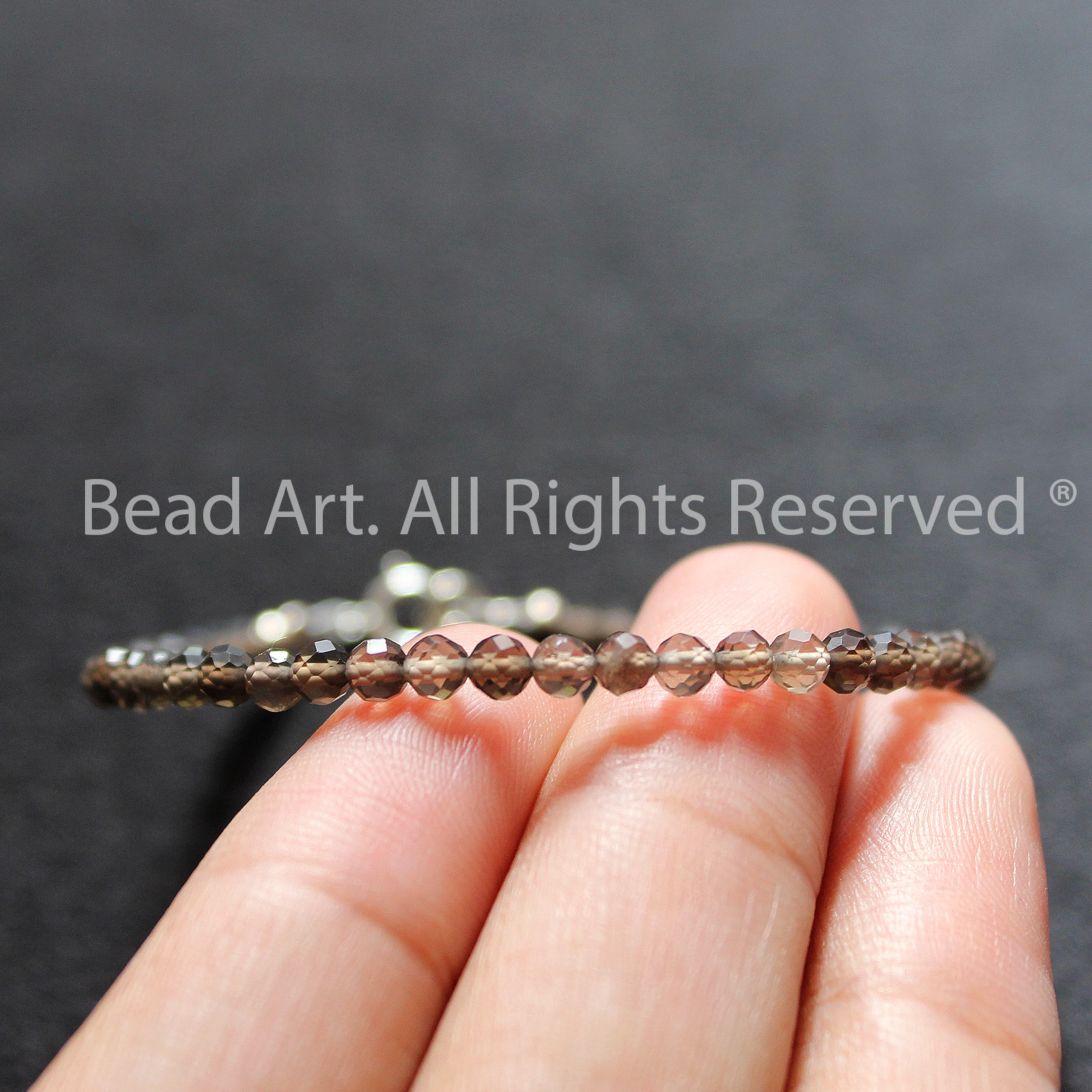 Vòng Tay 3MM Thạch Anh Khói Nâu Giác Cắt, Kim, Thuỷ, Vòng Tay Phong Thuỷ, Chuỗi Hạt, Trang Sức, Lắc Tay - Bead Art