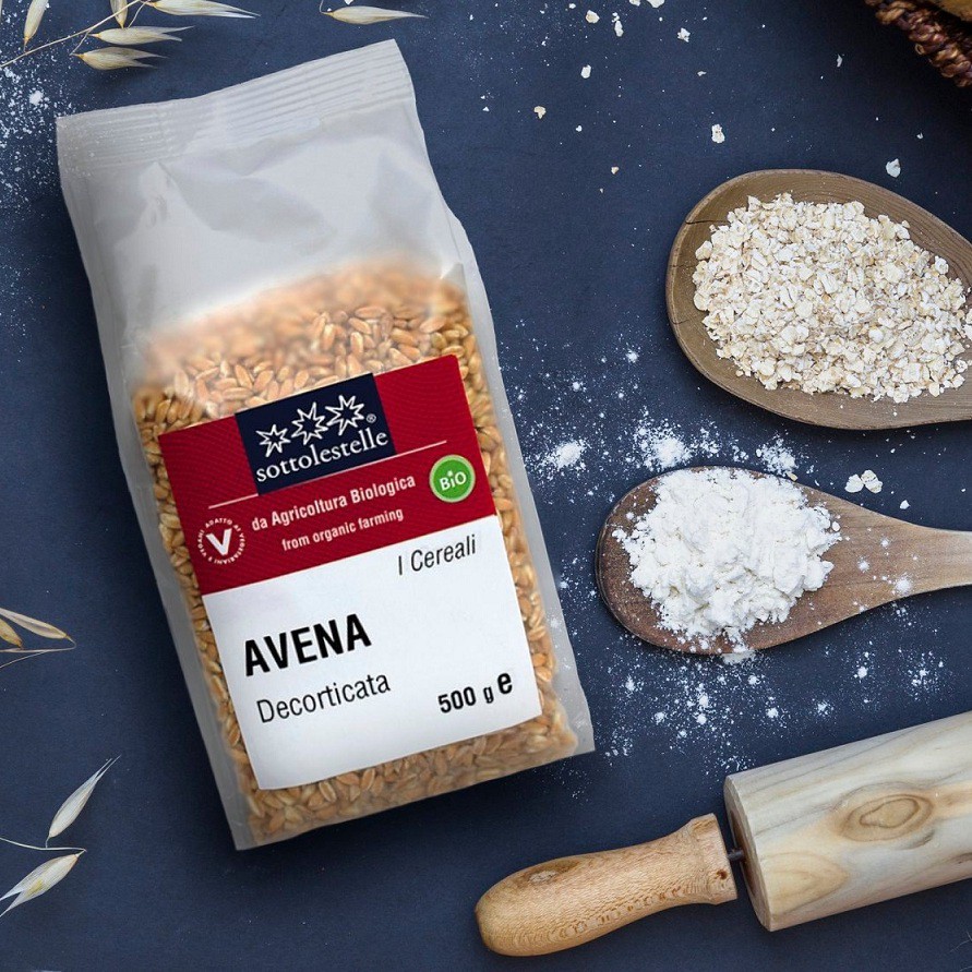 Hạt yến mạch hữu cơ đã bóc vỏ 500g Sottolestelle Organic Hulled Oat