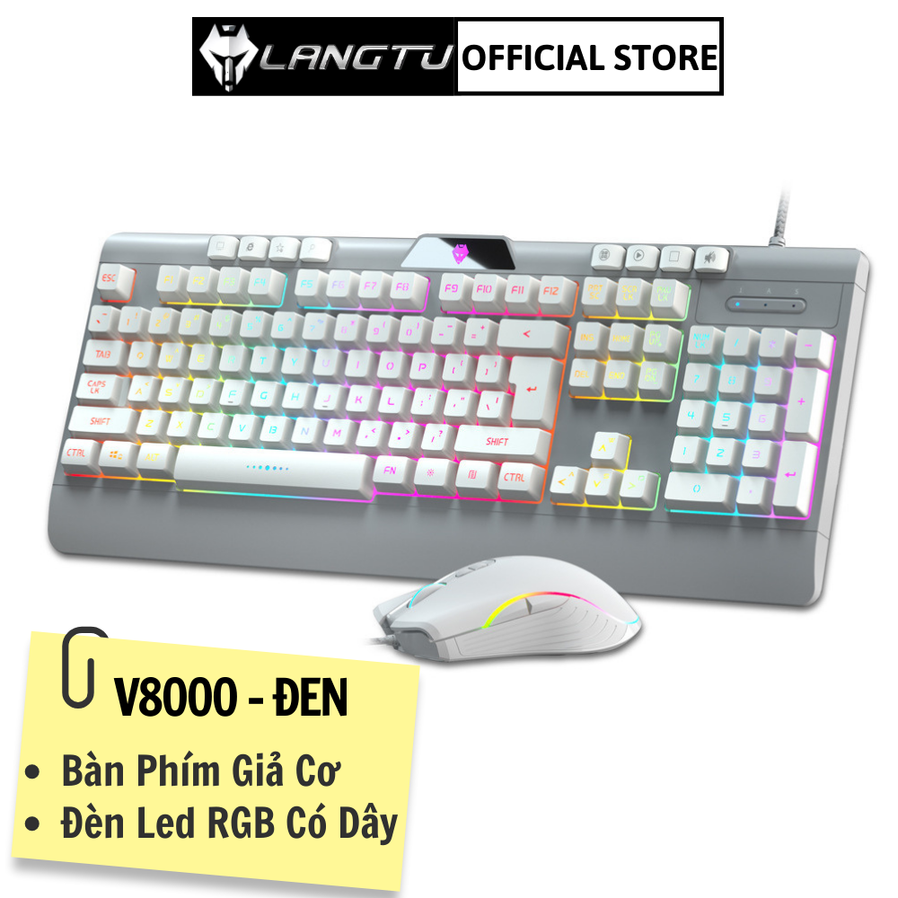 Bàn Phím Giả Cơ Gaming LANGTU V8000 Phụ Kiện Laptop Pc Có Đèn Led Kèm Chuột Hàng Chính Hãng