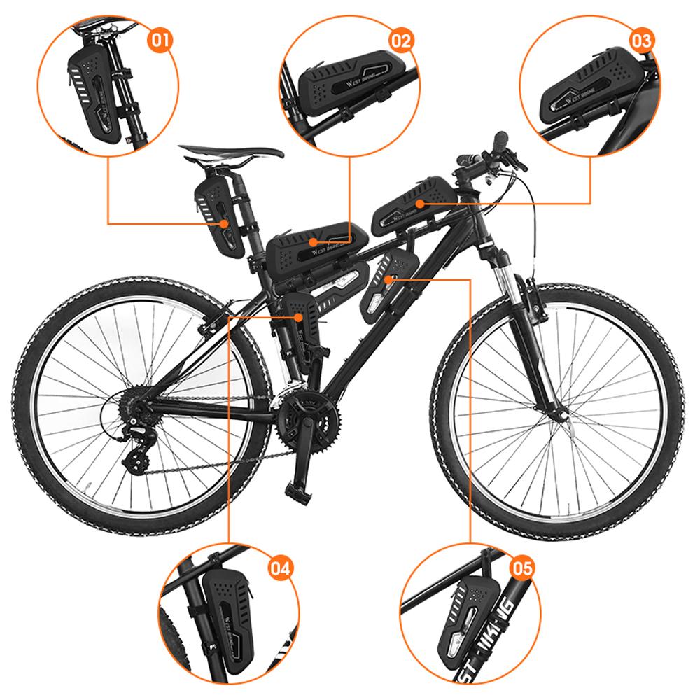 WEST BIKING Bicycle Bag Waterproof Bike Frame Bag Cycling Bag Bicycle Front Tube Frame Bag Road Bike Accessories