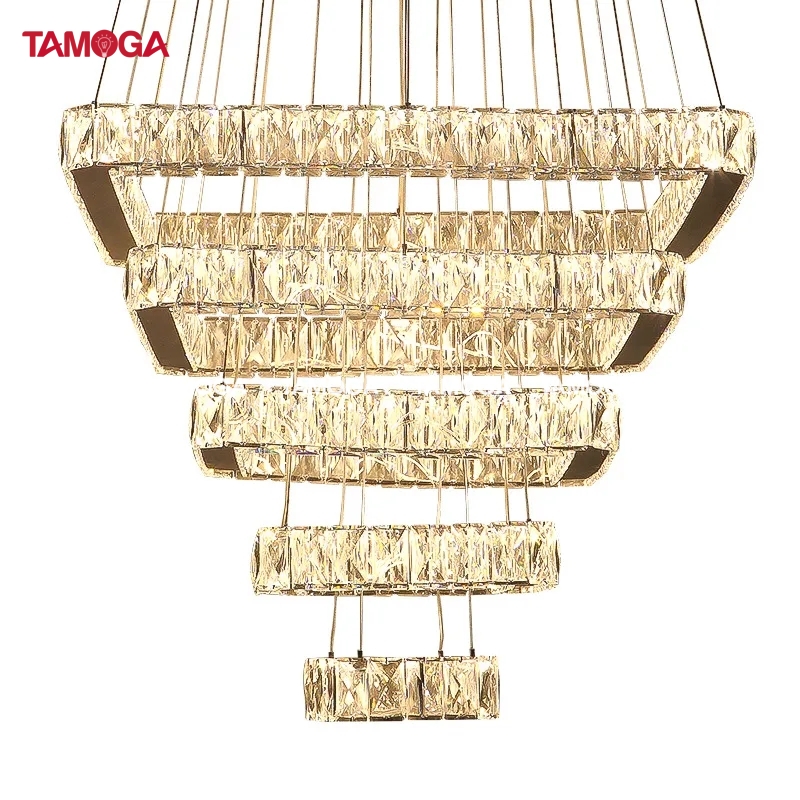 Đèn thả chùm 5 vòng pha lê TAMOGA EVAL 55606