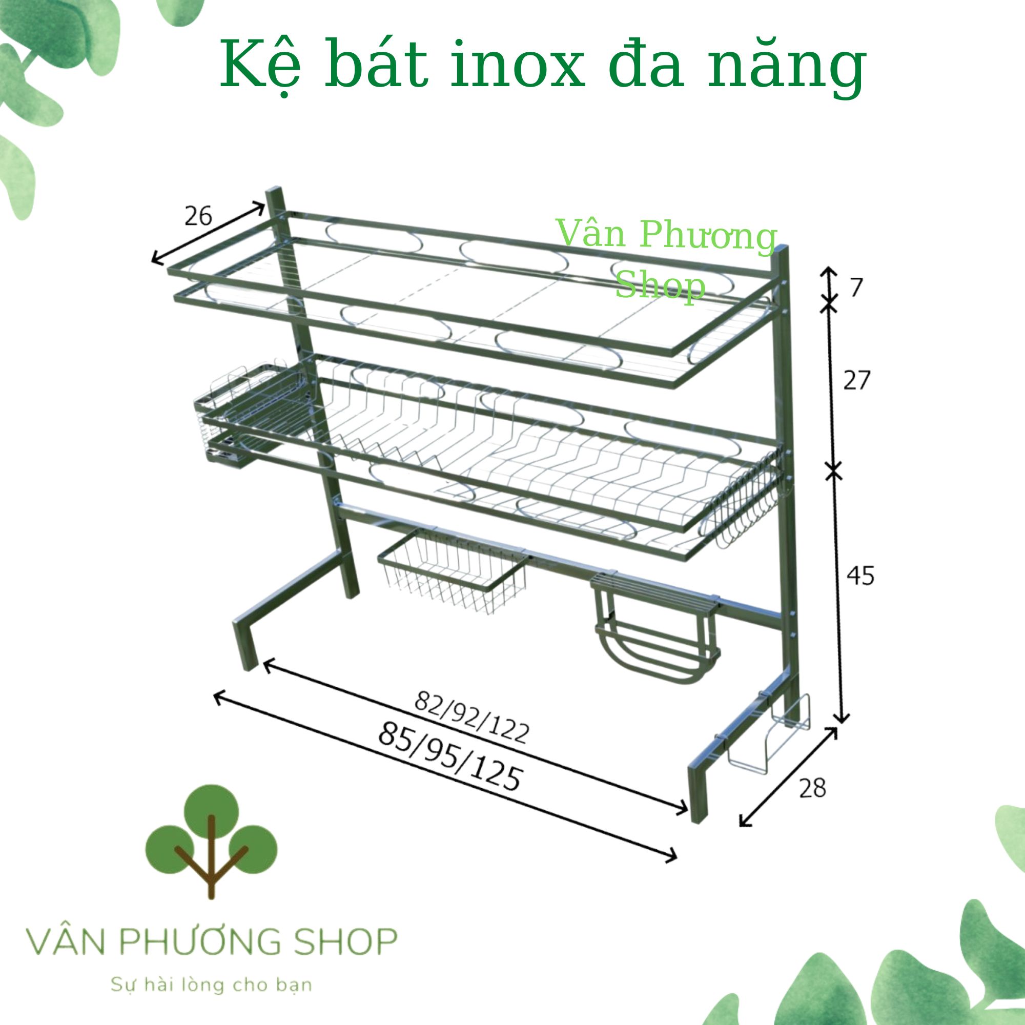 Kệ Để Chén Bát Đa Năng Inox Không Gỉ