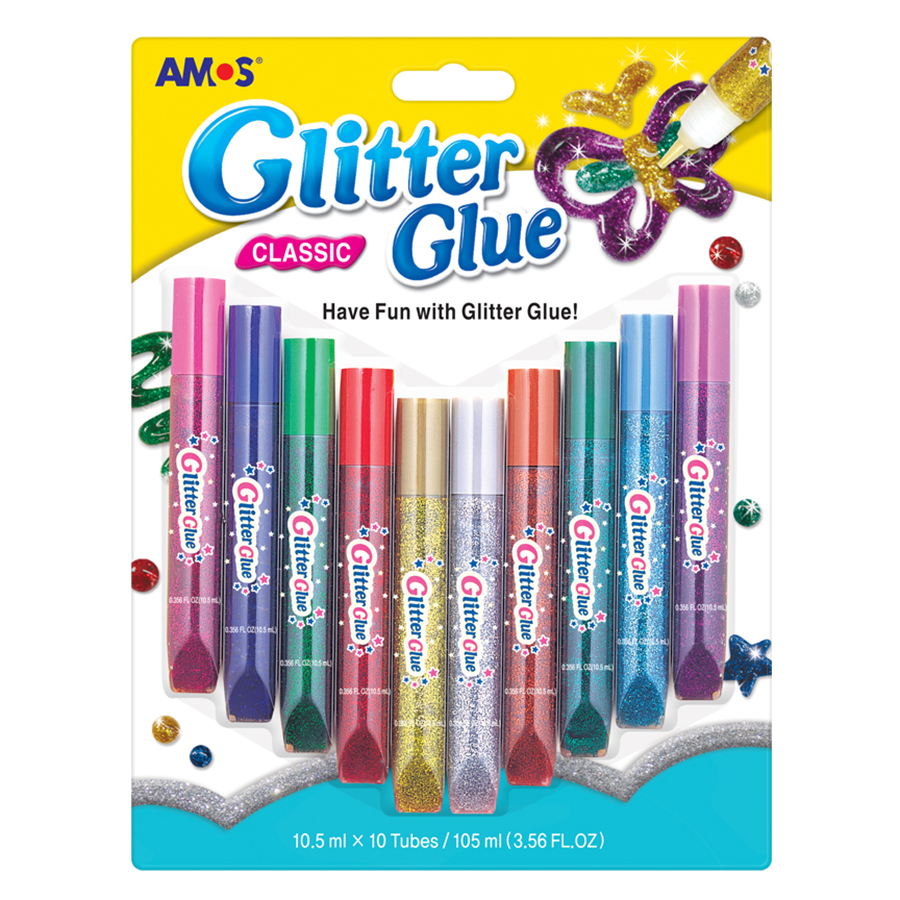 Màu Vẽ Keo Dán Kim Tuyến Glitter Glue AMOS AGG2 (10 Màu)