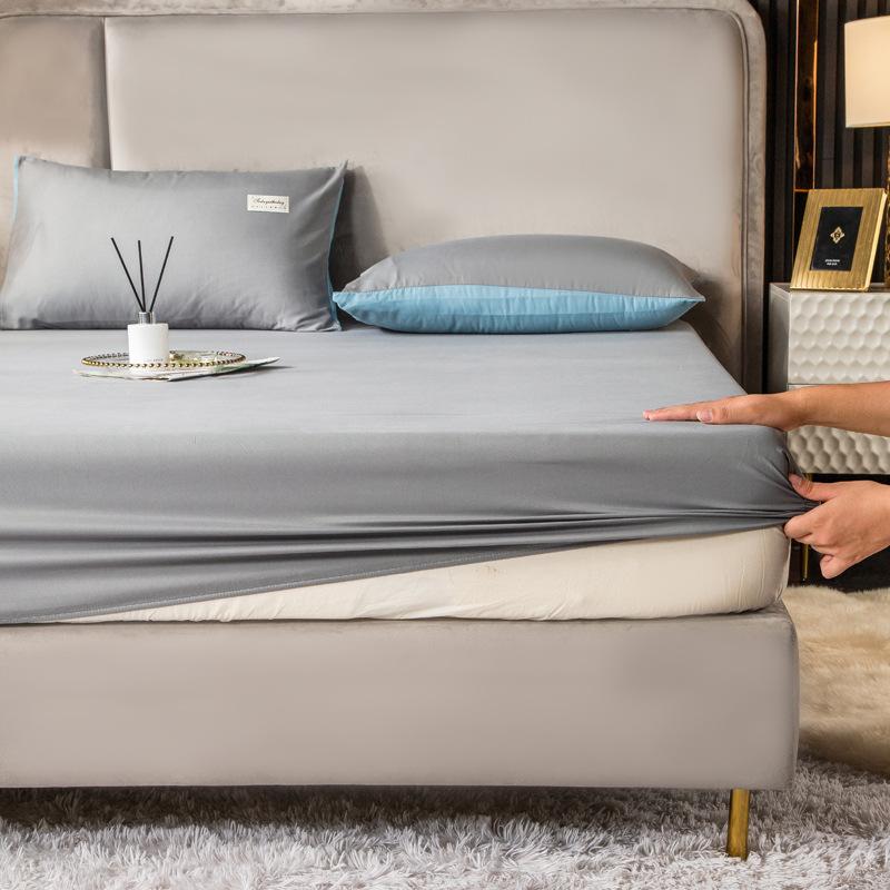 Full Bọc Mềm Trang Bị Bedsheet Đơn Đôi Nữ Hoàng Đồng Màu Bọc Nệm 4 Góc Thun Ga Trải Giường Mùa Thu Đông