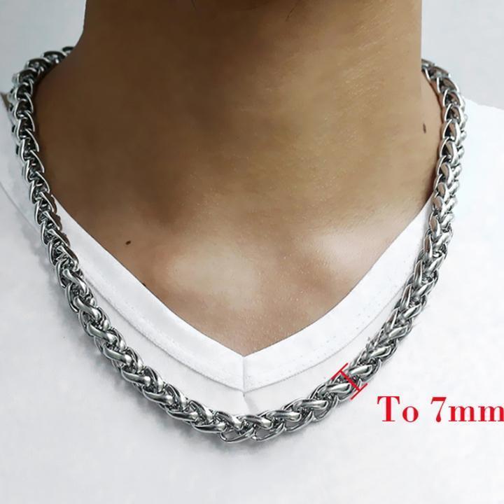 Dây chuyền nam titan cao cấp thời trang rẻ inox thép không gỉ kiểu bông dừa trangsucpt 4mm PTDCNA173